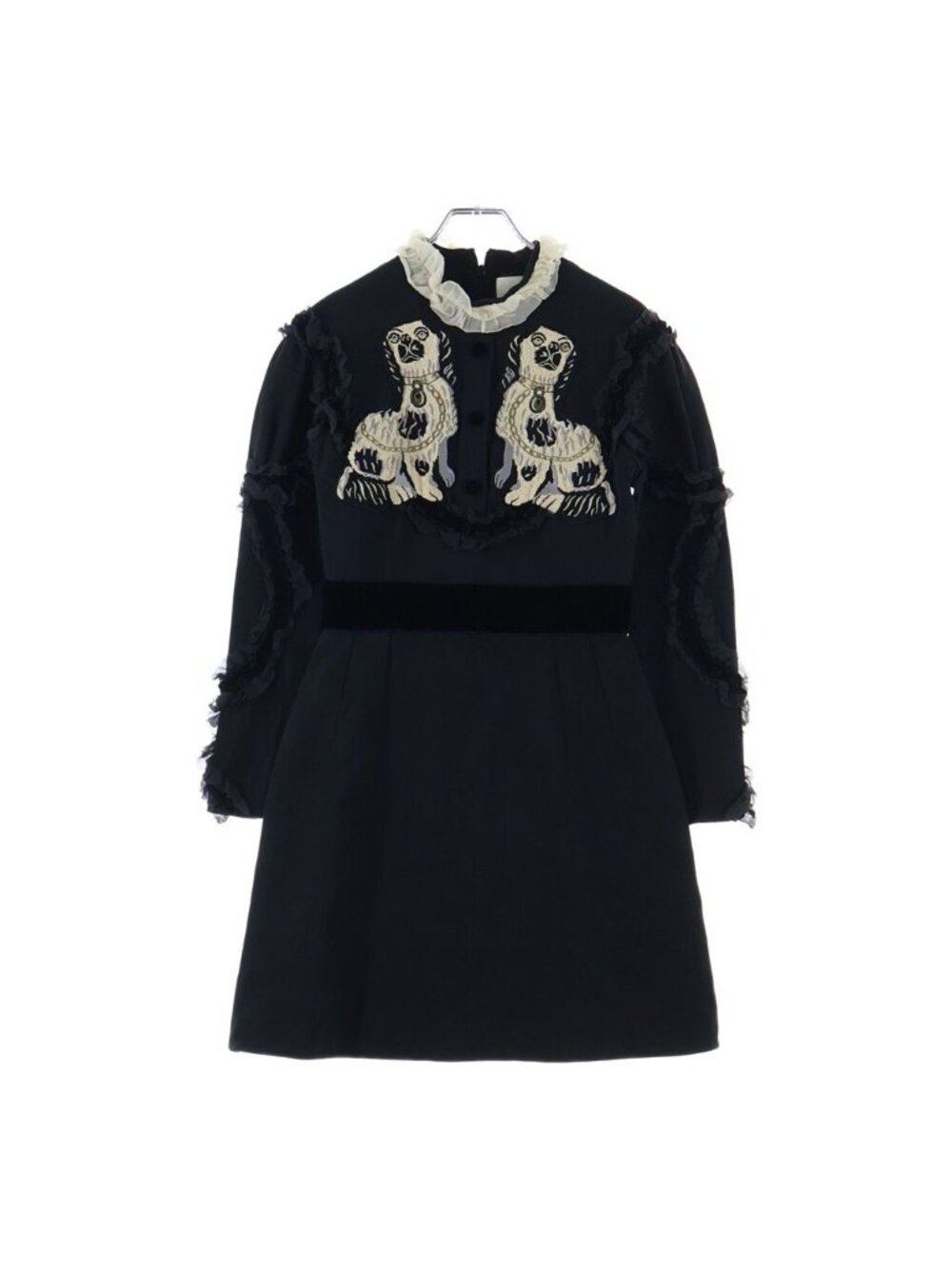 Gucci Beaded Bosco Orso Dress Embroidery Lace Embellishment Black